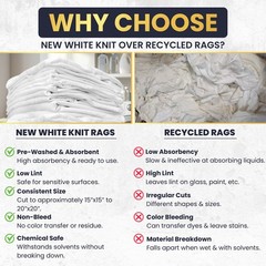 White Knit T-Shirt 100% Cotton Cleaning Rags 50 lbs. Box – Multipurpose Cleaning