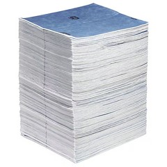 Pig Sorbent Pad, 22 gal, 15 in x 19 in, , Blue, White, 100 PK WTR007 Pig WTR007