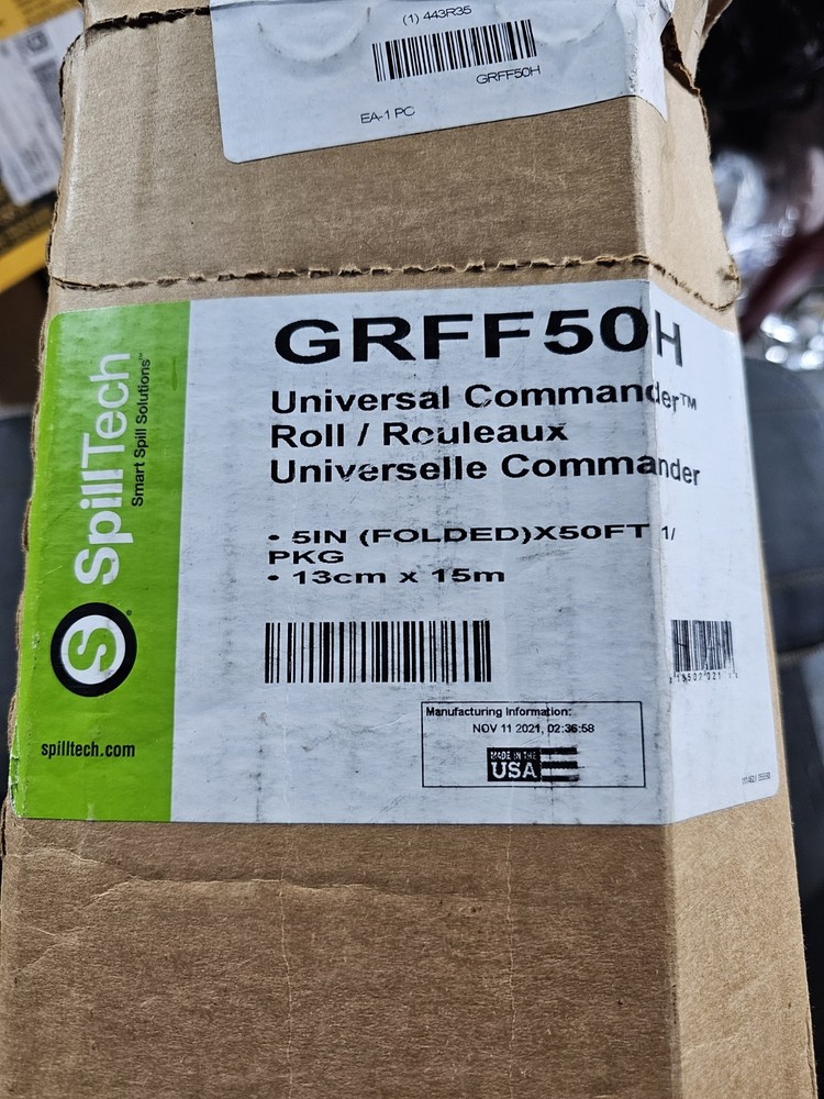 Spilltech Grff50h Sorbents 8 Gal Pack Universal Absorbed Gray Polypropylene