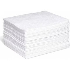 Absorbent Pad, 15 in W x 18 in L, Absorbs 20 gal. per Pkg, Oil, White, Poly Bag,