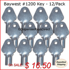 Baywest #1200 Dispenser Key for Paper Towel, Toilet Tissue Dispensers – (12/pk.)