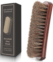 100% 7in Horsehair Shoe Brush Horse Hair Brush for Leather Boots Cleaning Polish